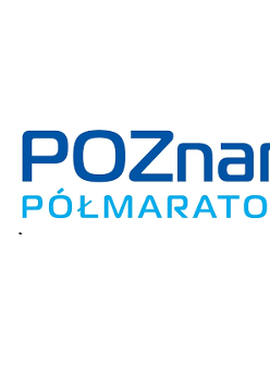 Logotyp Poznań Półmaratonu - niebiesko-granatowa nazwa imprezy