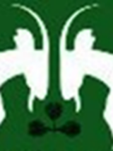 Logotyp Poznańskiej Asocjacji Brydżowej - na zielonym tle 2 białe, trykające się koziołki