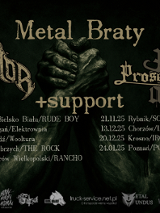 Rysowana grafika przedstawia dwie ręce złączone w uścisku. Na tle napisy z nazwami zespołów oraz datami koncertów.