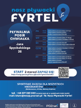Na plakacie widać harmonogram zajęć oraz QR Code odsyłający do formularza zapisowego na zajęcia. Ponadto widoczne są dane kontaktowe, logo projektu oraz informacja do kogo skierowane są zajęcia.