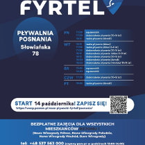 Na plakacie widać harmonogram zajęć oraz QR Code odsyłający do formularza zapisowego na zajęcia. Ponadto widoczne są dane kontaktowe, logo projektu oraz informacja do kogo skierowane są zajęcia.