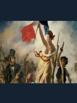 Fragment obrazu Eugène'a Delacroix "Wolność wiodąca lud na barykady" (1830)