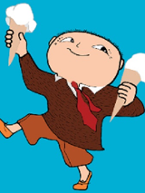 rysunek postaci trzymającej w dłoniach lody rożki