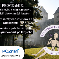 Plakat reklamujący Ogólnopolską Konferencję Larpową KoLa 2024. Widok na Zamek Cesarski, kukiełka i informacje o wydarzeniu.