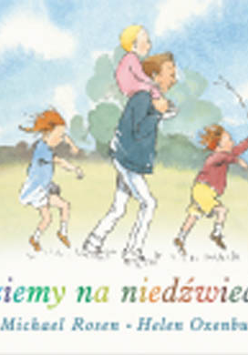 Okładka książki. tata z dziecmi idzie pod wiatr.