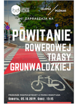 Plakat wydarzenia: nowa trasa rowerowa.