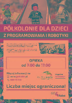 Plakat wydarzenia: figurki lego i opis.
