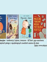 Okładki książek Ulfa Starka, czarne napisy na jasnoniebieskim tle