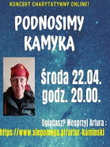 Plakat ze zdjęciem Grabaża, jednego z artystów