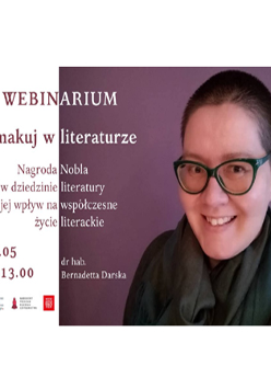 Plakat wydarzenia ze zdjęciem prowadzącej webinarium