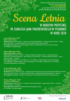 Na zielonym tle żółte i białe litery