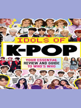 Grafika przedstawiająca zdjęcia koreańskich idoli, na środku duży napis "K-pop"