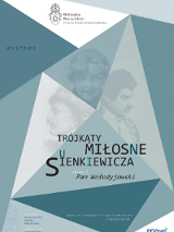 Trójkąty w różnych odcieniach turkusu, w tle trzy sylwetki, m.in. Michała Wołodyjowskiego.