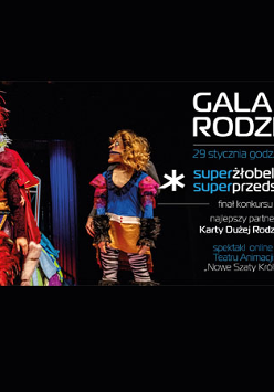 Dwie postaci z bajki: król i podwładny w kolorowych strojach. Po prawej stronie informacje zawarte w tekście.