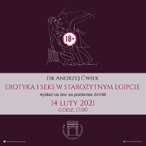 Na fioletowym tle białe kontury postacii w miłosnych uścisku. W dolnej części napisy z informacjami o wydarzeniu.