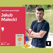 Plakat wydarzenia ze zdjęciem pisarza.