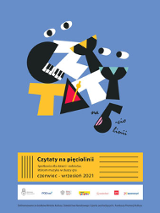 Kolorowe literki układające się w wyraz "Czytaty" na niebieskim tle. Na dole informacje o wydarzeniu.