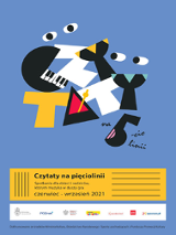 Kolorowe literki układające się w wyraz "Czytaty" na niebieskim tle. Na dole informacje o wydarzeniu.