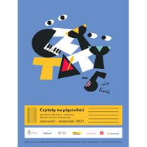 Kolorowe literki układające się w wyraz "Czytaty" na niebieskim tle. Na dole informacje o wydarzeniu.