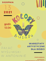 Ilustracja przedstawiająca motyla, który ma oczy na skrzydłach. Nad nim trzy ołówki. Żółte tło.