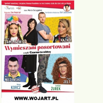 Plakat z informacjami o wydarzeniu i zdjęciami aktorów.