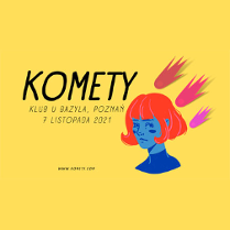 Informacje o wydarzeniu Głowa kobiety z czerwonymi włosami. Za nią jakby 3 lecące komety.