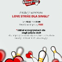 plakat z opisem wydarzenia, na dole obrazka widoczne kręgle wymieszane z czerwonymi sercami