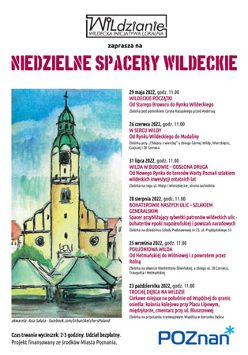 Plakat - kościół na Wildzie i terminy wycieczek.
