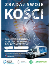 "Kości. Serdecznie zapraszamy na bezpłatne badania densytometryczne".