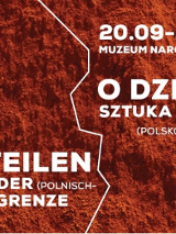 Kilka białych zakrzywionych linii na tle pyłu ceglanego
