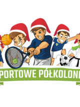 Sportowe sylwetki dzieci w mikołajowych czapeczkach w wersji rysunkowej