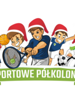Sportowe sylwetki dzieci w mikołajowych czapeczkach w wersji rysunkowej