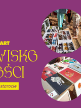 Na fioletowym tle żółty tytuł wydarzenia.