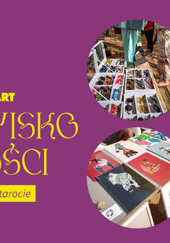 Na fioletowym tle żółty tytuł wydarzenia.