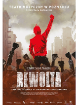 Plakat w stonowanej kolorystyce przedstawia tlum ludzi stojących na ulicy, z wyciągniętymi w górę rękoma z zaciśniętymi pięściami. Ponad tlumem widoczny mężczyzna, również trzyma rękę w górze, wyróżnia się, górna część jego sylwetki jest w kolorze czerwonym.