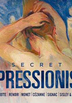 Kobieta namalowana w stylu impresjonistycznym upinająca włosy w lustrze. Na dole niebieski napis - tytuł wydarzenia.