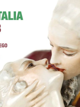 Plakat przedstawia dwie całujące się porcelanowe figurki.