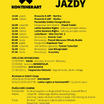 Zółty plakat z czarnymi napisami informującymi o planie wydarzeń.