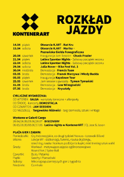 Zółty plakat z czarnymi napisami informującymi o planie wydarzeń.