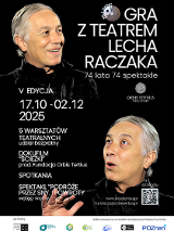 Na czarnym tle informacje na temat festiwalu i dwa zdjęcia twarzy Lecha Raczaka.