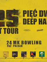 Napisy na żółtym tle przypominającym otarty tynk. W dolnej części plakatu okładki płyt zespołu z rokiem wydania. Loga partnerów wydarzenia. Szczegóły na temat wydarzenia zawarte w treści artrykułu.