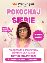 Portret uśmiechniętej kobiety otoczony różowym obramowaniem. W tle widać białą poświatę oraz perły. Wokół różowe napisy. Są to szczegóły wydarzenia zawarte w treści artykułu.