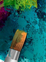 plamy farby i pędzel