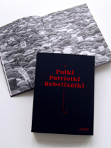 Okładka książki i zdjęcie kobiety pod parasolami