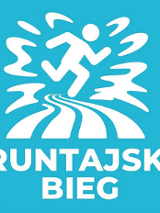 Symboliczna grafika biegacza, pod nim napis runtajski bieg.