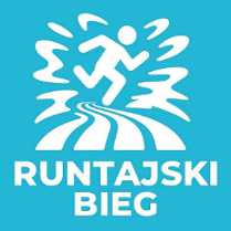 Symboliczna grafika biegacza, pod nim napis runtajski bieg.