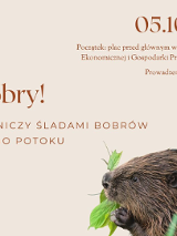 Bóbr, który trzyma w pyszczku listek, dookoła napisy informujące o wydarzeniu.