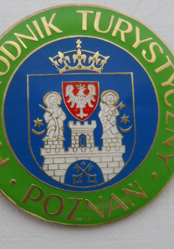 Zdjęcie przedstawia przypinkę przewodnika PTTK.