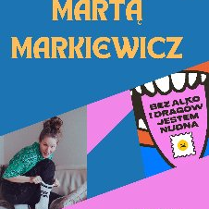 Plakat, zdjęcie autorki książki, dookoła napisy informujące o wydarzeniu.