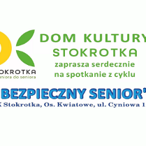 Zdjęcie przedstawia napis zapraszający na spotkanie z cyklu Bezpieczny Senior.